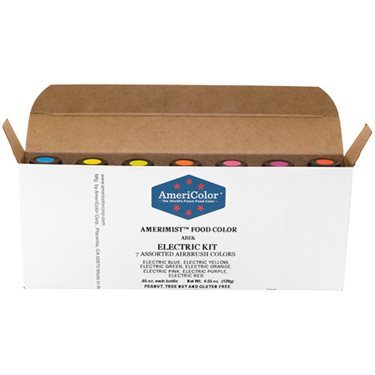 AmeriColor, 7 Color Electric Kit, .65 Ounce, AmeriMist Airbrush Food Coloring